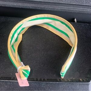 Juicy Couture Pam & Gela Striped Grosgrain Wide Headband Yellow Green White NWT